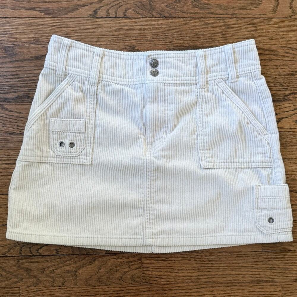 Vintage Old Navy Beige Corduroy Mini Skirt Size 0 Y2K